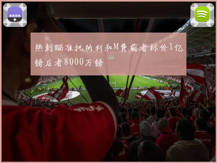 热刺瞄准托纳利和M费前者标价1亿镑后者8000万镑